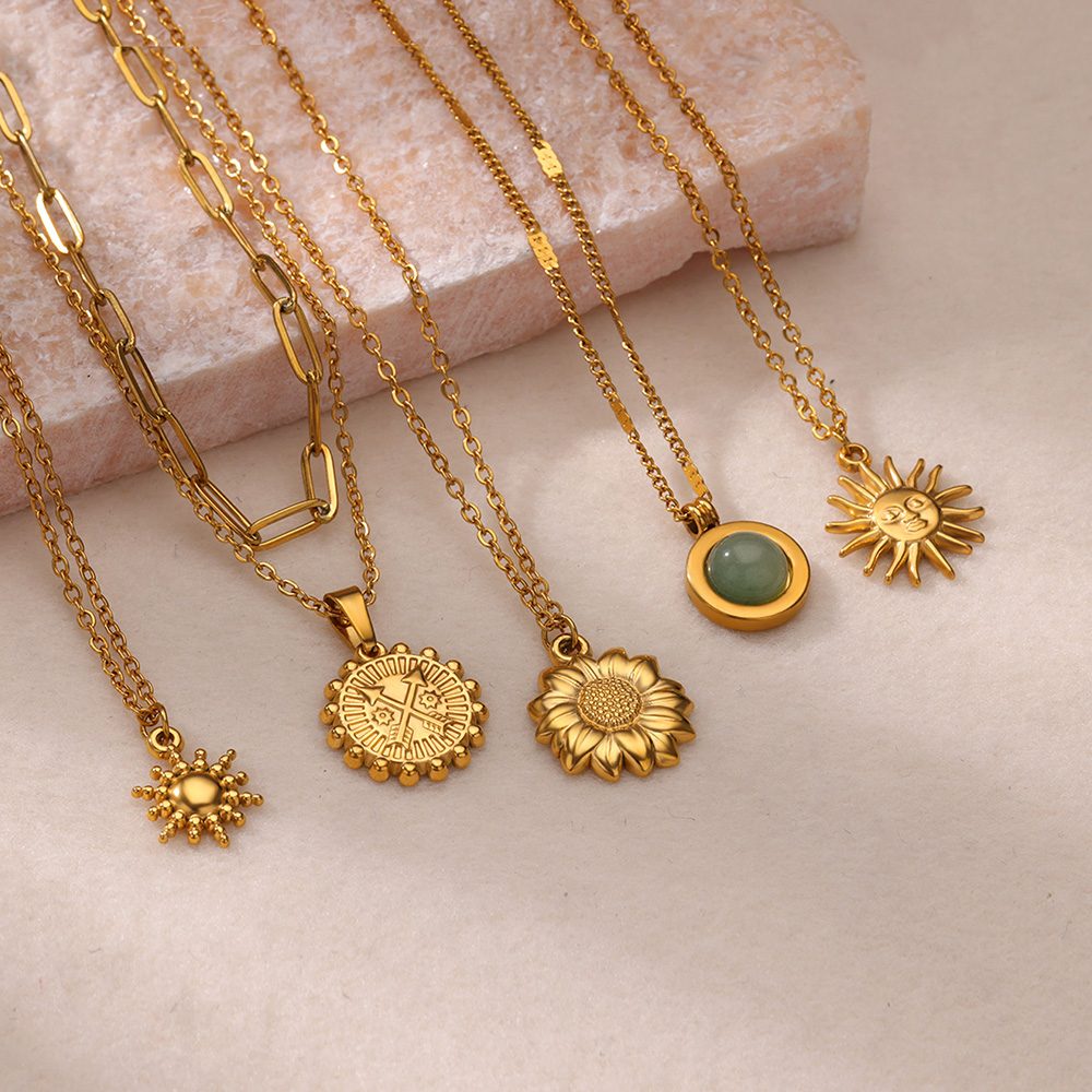 Birth Flower Necklace - Paslanmaz Çelik Geometrik Kolye Kadınlar Için